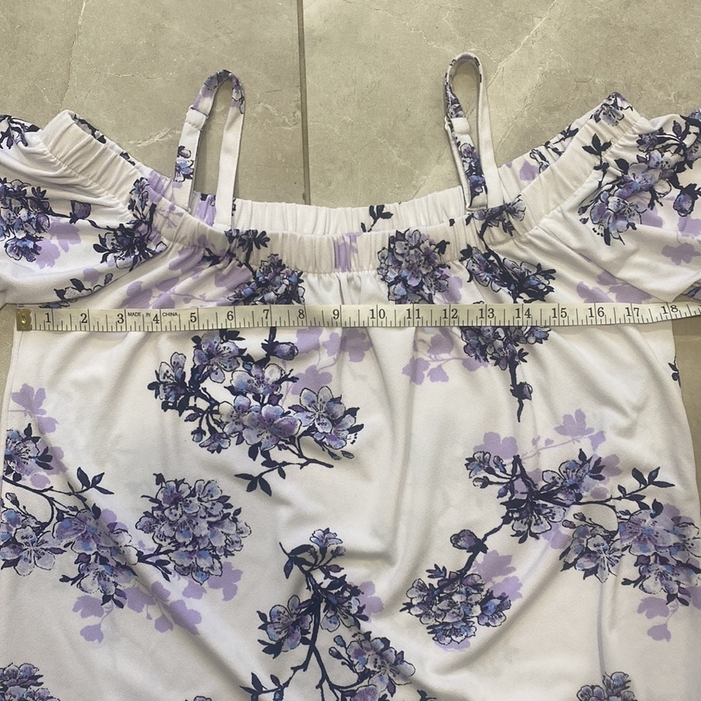 Off Shoulder Lavender Floral Top - Picture 9 of 12